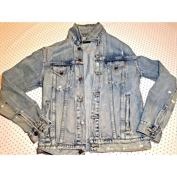 Able Jackets & Blazers - ABLE Distressed Denim Jacket Medium Light Wash Trucker Lyocell Blend